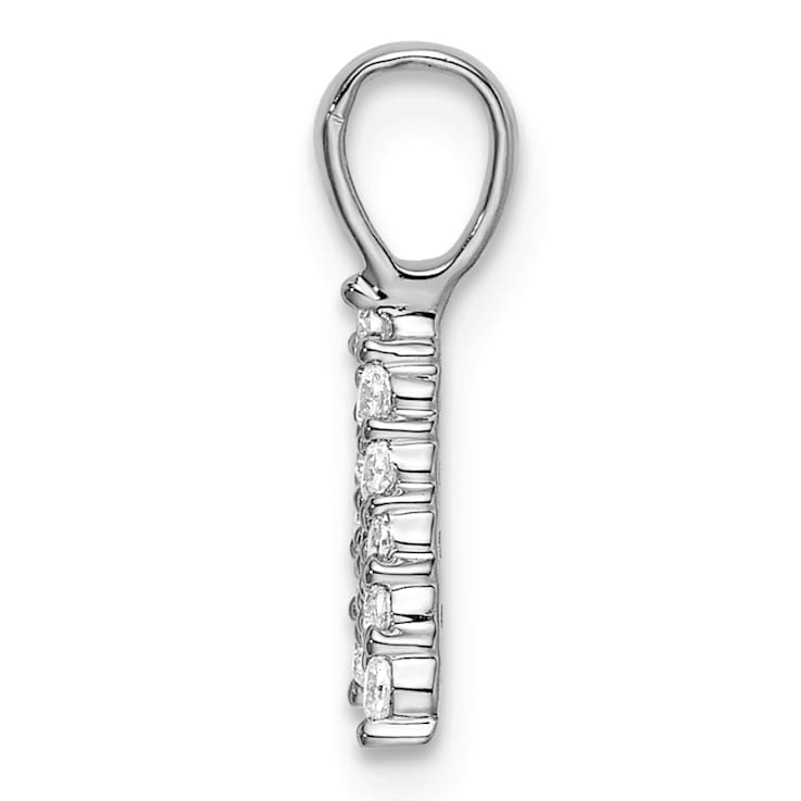Rhodium Over 14K White Gold Lab Grown Diamond Letter A Initial Pendant