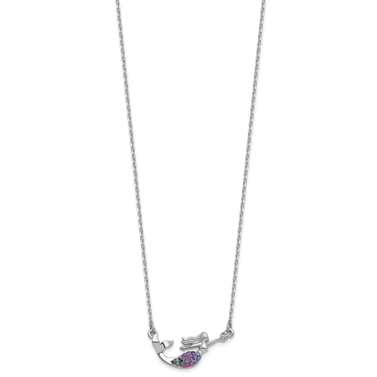 Rhodium Over Sterling Silver Crystal Mermaid 17.25 Inch with 2 Inch
Extension Necklace