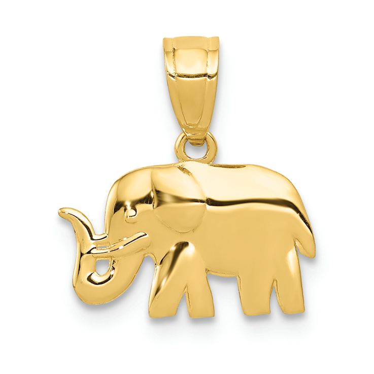 14k Yellow Gold Polished Elephant Pendant