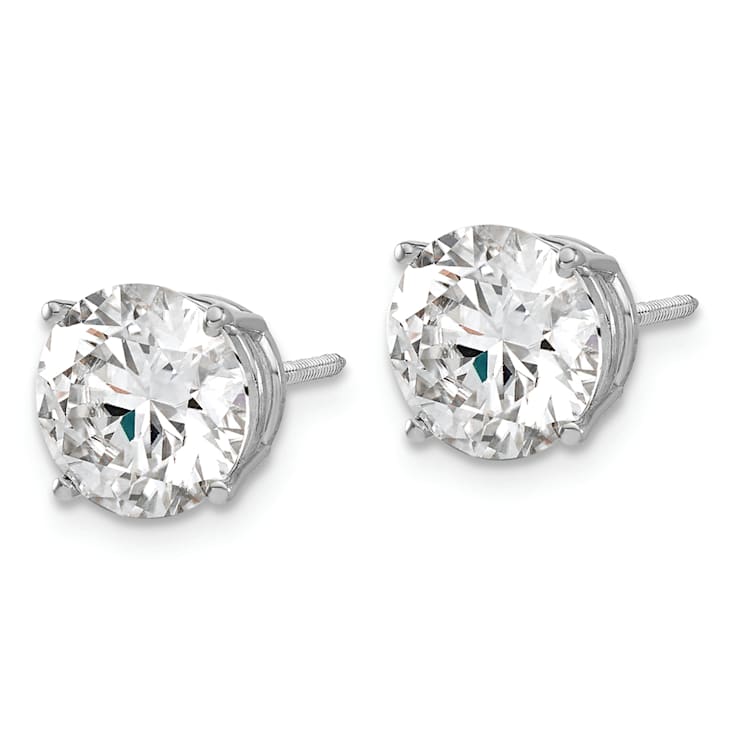 Rhodium Over 14K White Gold 4ct. 8.0mm Round G H I True Light Moissanite
Screwback Earrings