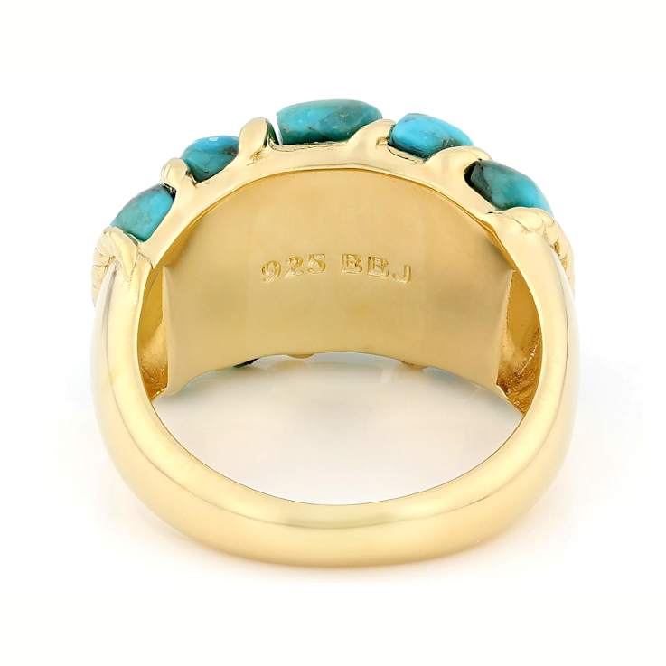 Turquoise Free-Form Dome Ring In 18K Gold Over Sterling Silver