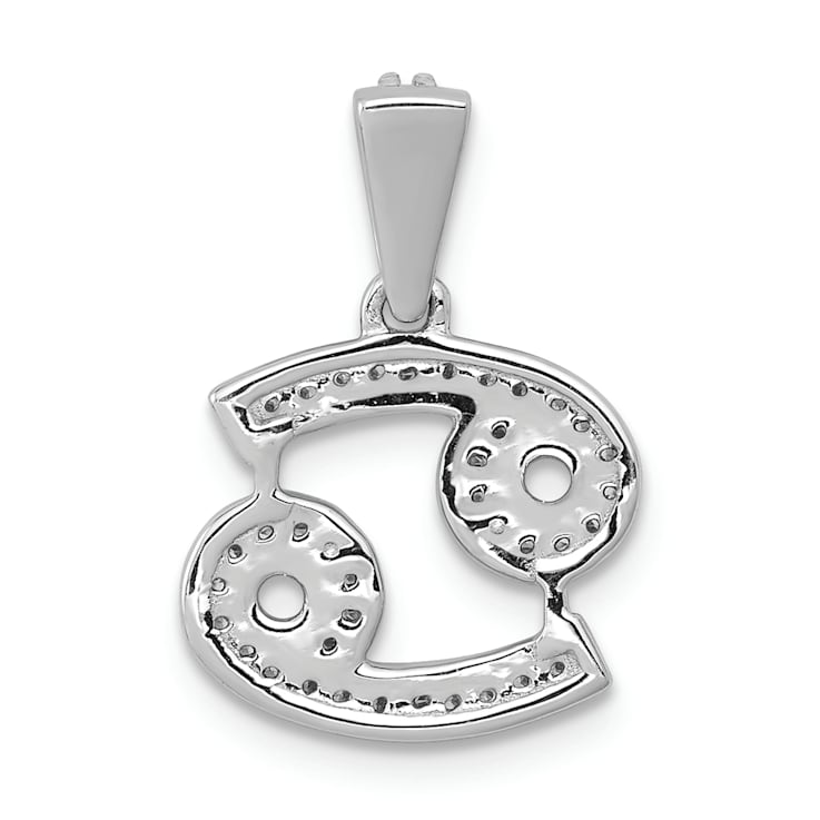 Rhodium Over 14K White Gold Diamond Cancer Zodiac Pendant