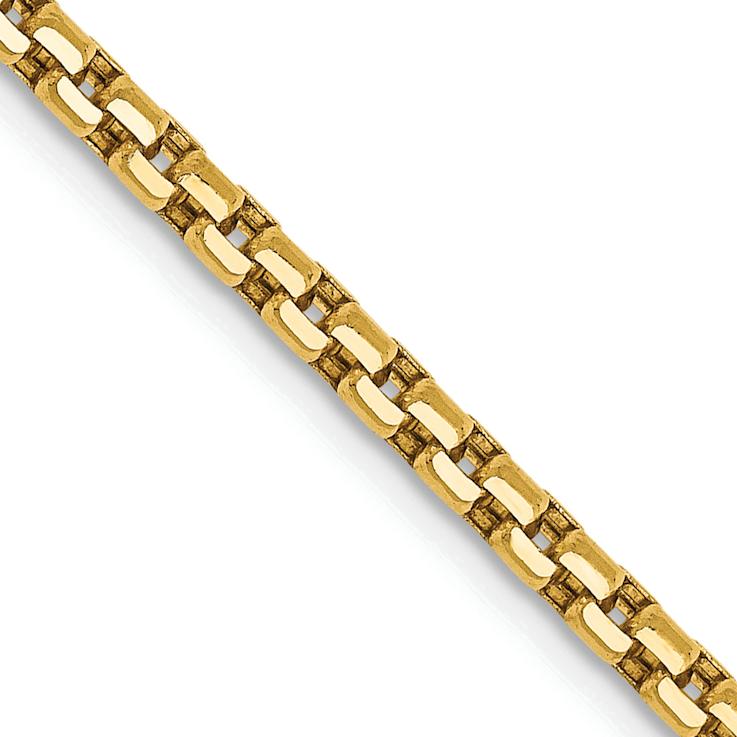 14K Yellow Gold 2.45mm Hollow Round Box Chain 26"