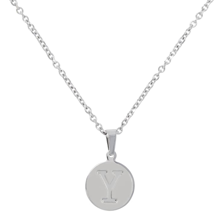 Initial Y Charm Pendant Necklace In Silver-Tone