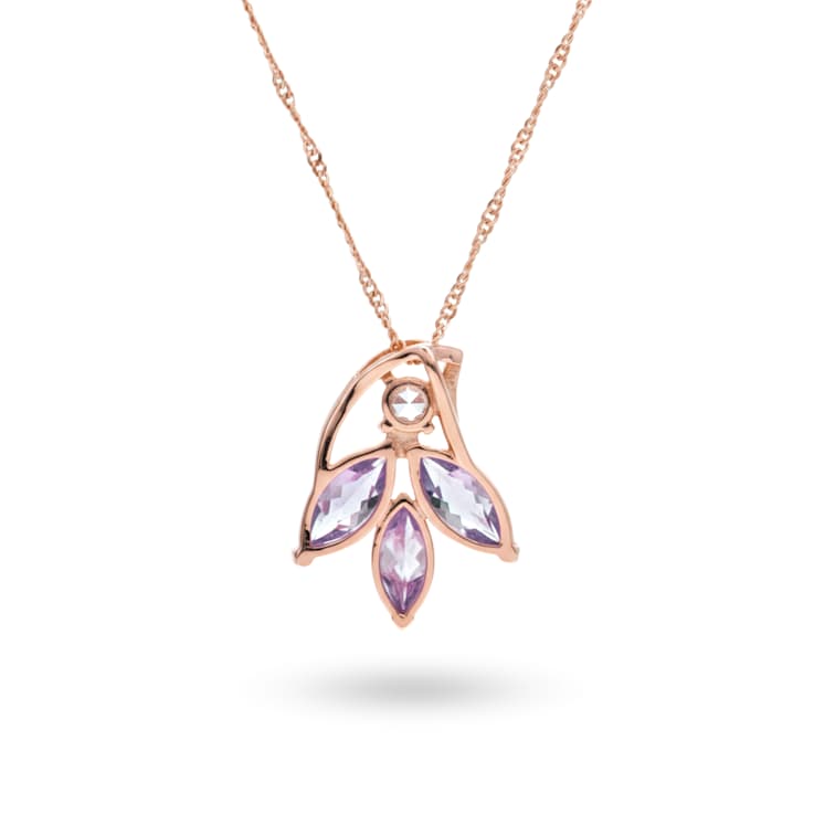 Marquise Shape Purple Amethyst 14K Rose Gold Over Sterling Silver
Pendant with Chain