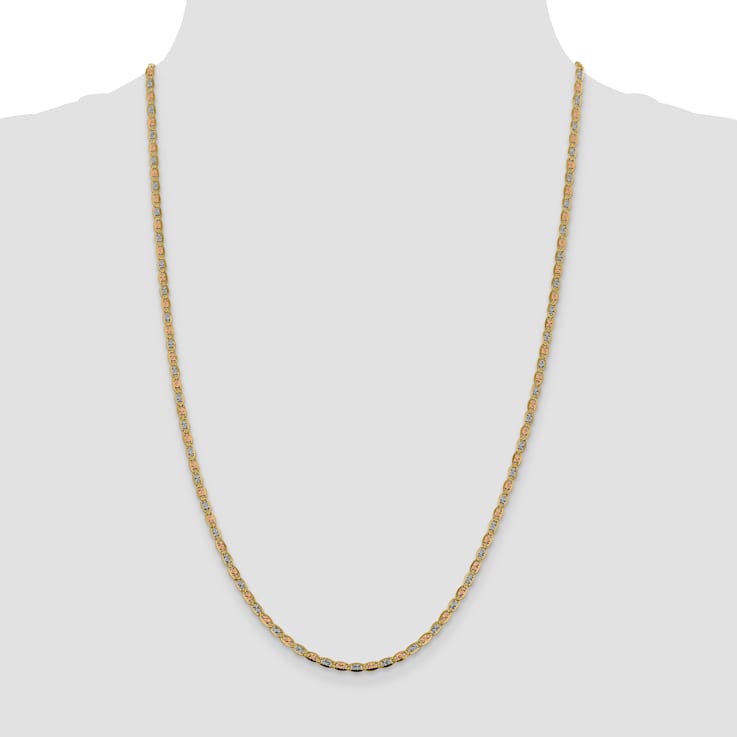 14k 2.75mm Tri-color Gold Pavé Valentino Chain