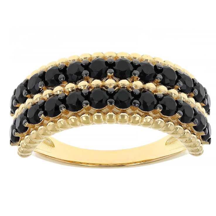 Black Spinel Band Ring In 18K Gold Over Sterling Silver 1.68ctw