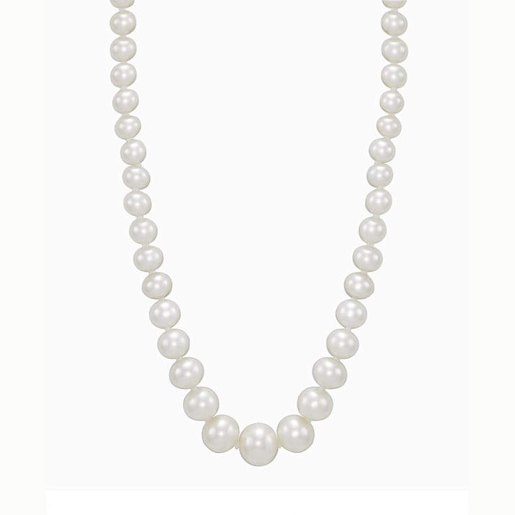 4.5-8.5mm Round White Freshwater Pearl Graduated Strand Necklace