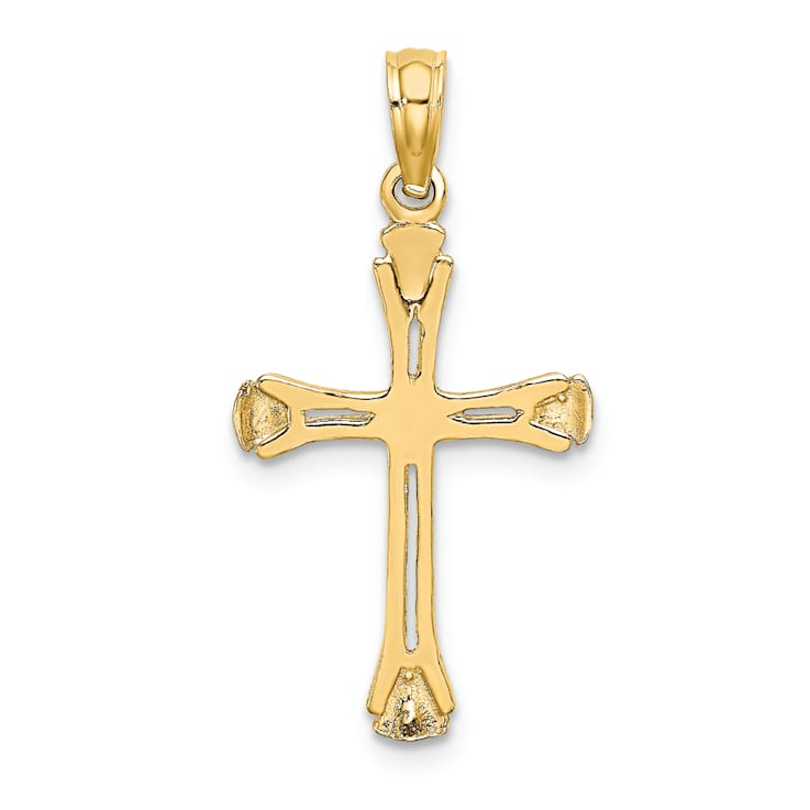 14k Yellow Gold Polished Beveled Cut-out Cross Pendant