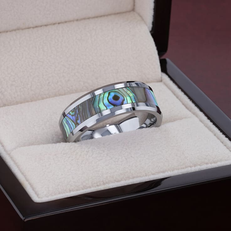 MAUI Tungsten Wedding Band with Mother of Pearl Inlay 10mm