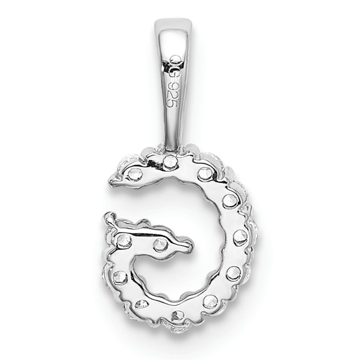 Rhodium Over 14K White Gold Lab Grown Diamond Letter G Initial Pendant