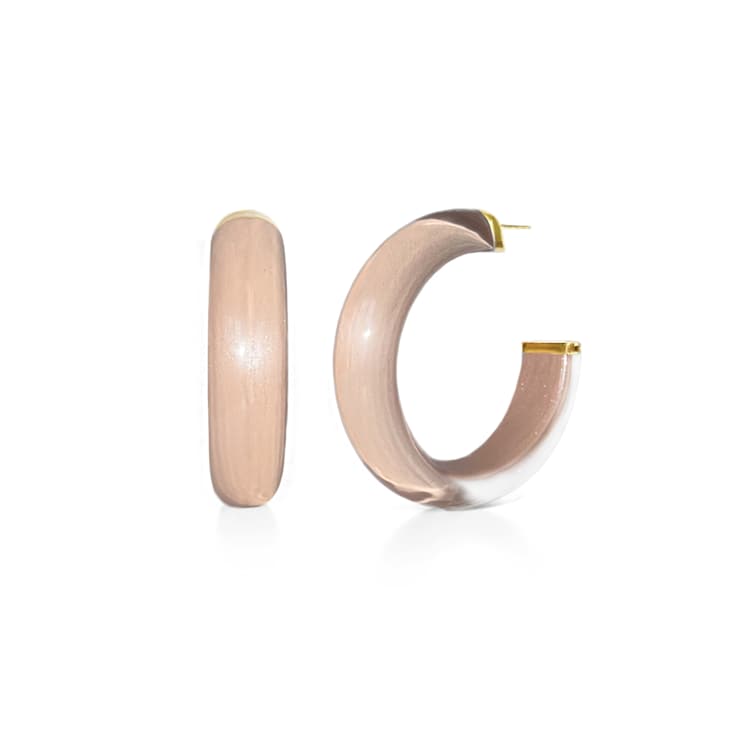 14K Yellow Gold Over Sterling Silver Small Illusion Acrylic Hoop
Earrings in Dusty
