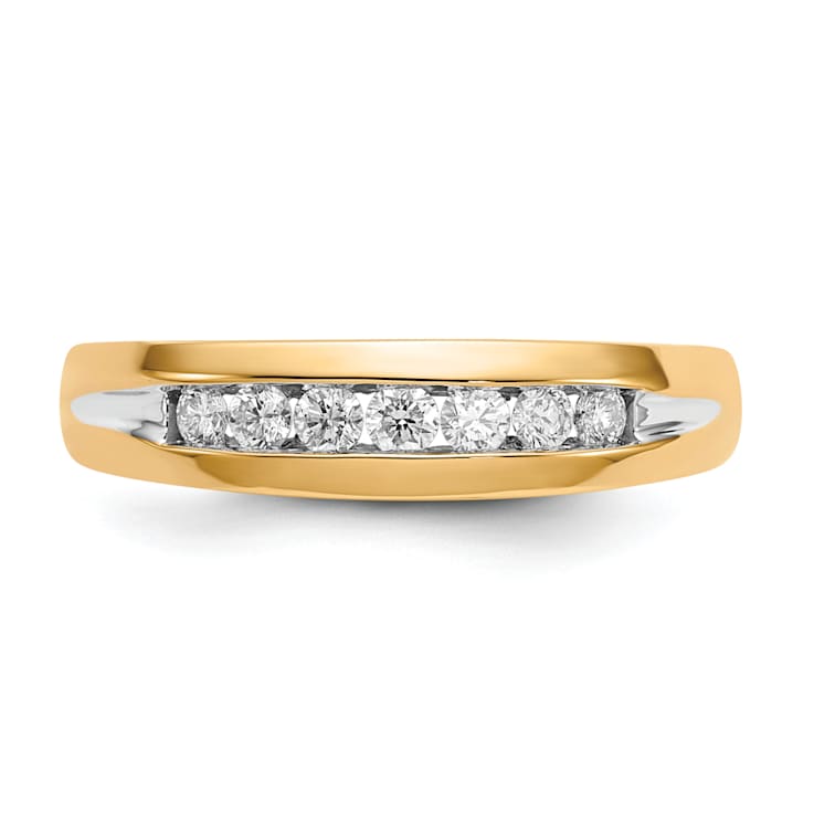 10K Yellow Gold with Rhodium Diamond Men's Channel Ring 0.32ctw