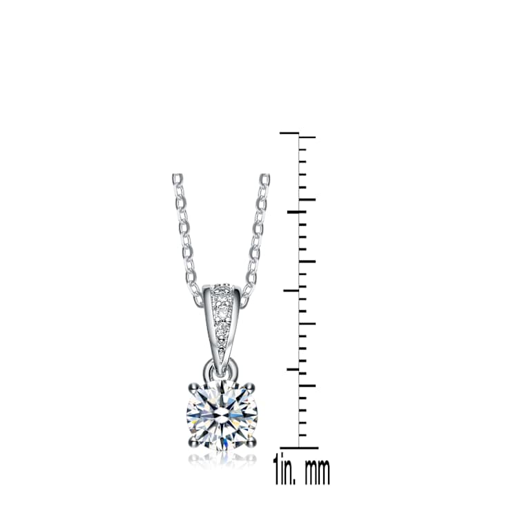 Bursting CZ Pendant Necklace In Sterling Silver