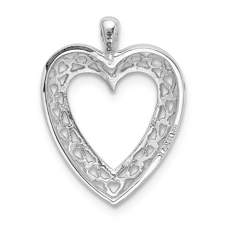 Rhodium Over 14k White Gold Cut-Out Heart Pendant
