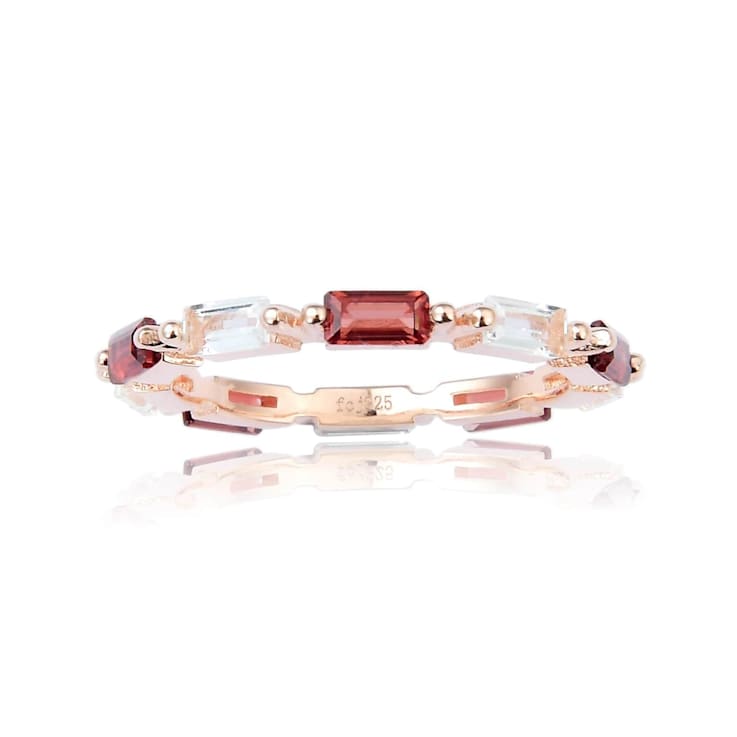 Baguette Garnet and White Topaz 14K Rose Gold Over Sterling Silver
Eternity Band Ring
