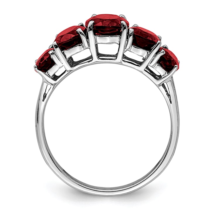 Rhodium Over Sterling Silver Garnet Ring