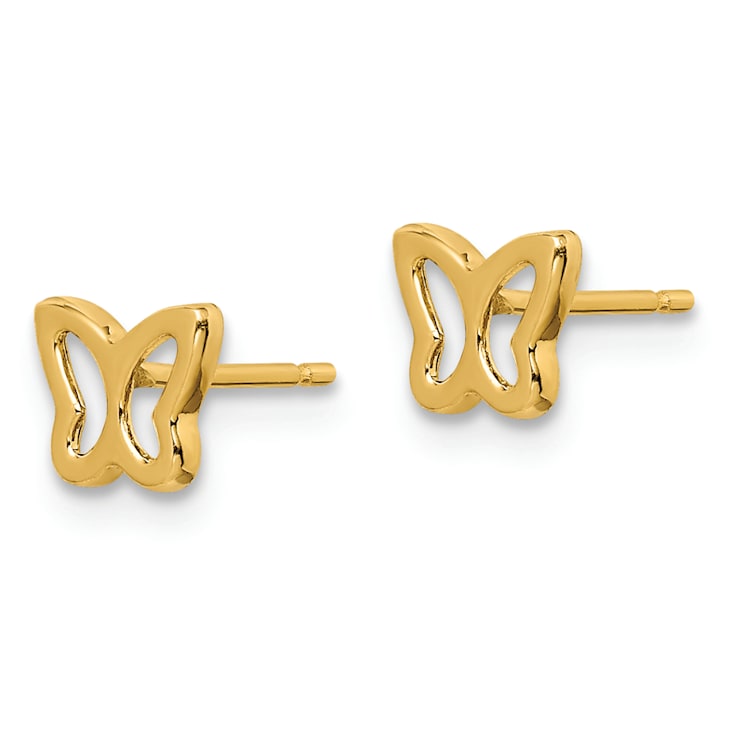 14k Yellow Gold Children's Cut-out Butterfly Stud Earrings