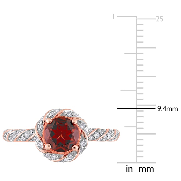 Garnet and Diamond 14K Rose Gold Halo Ring 1.24ctw