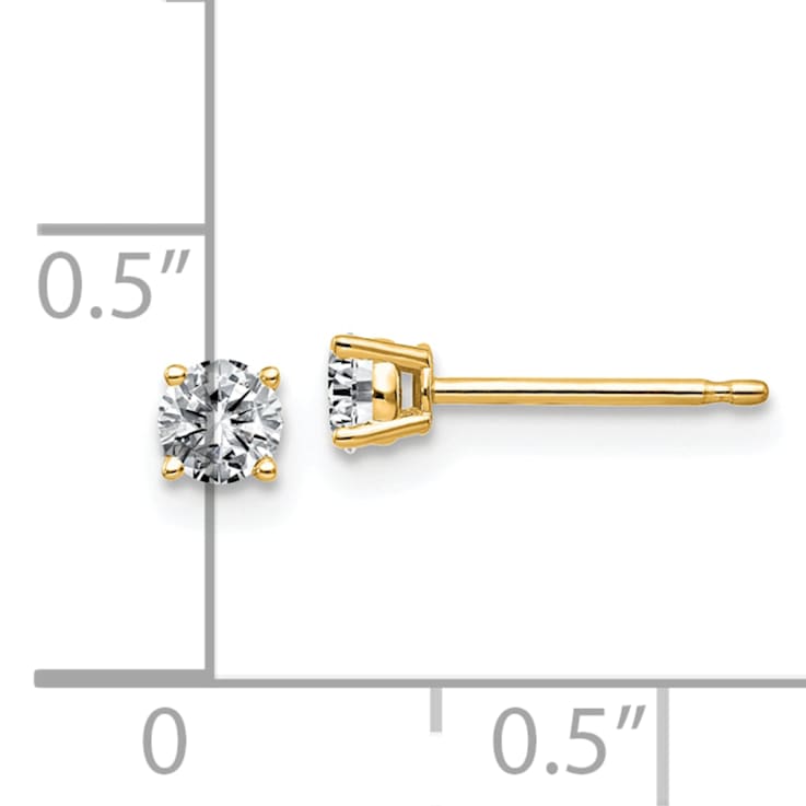 14K Yellow Gold 1/3ct. 3.5mm Round J-K Color Moissanite Earrings