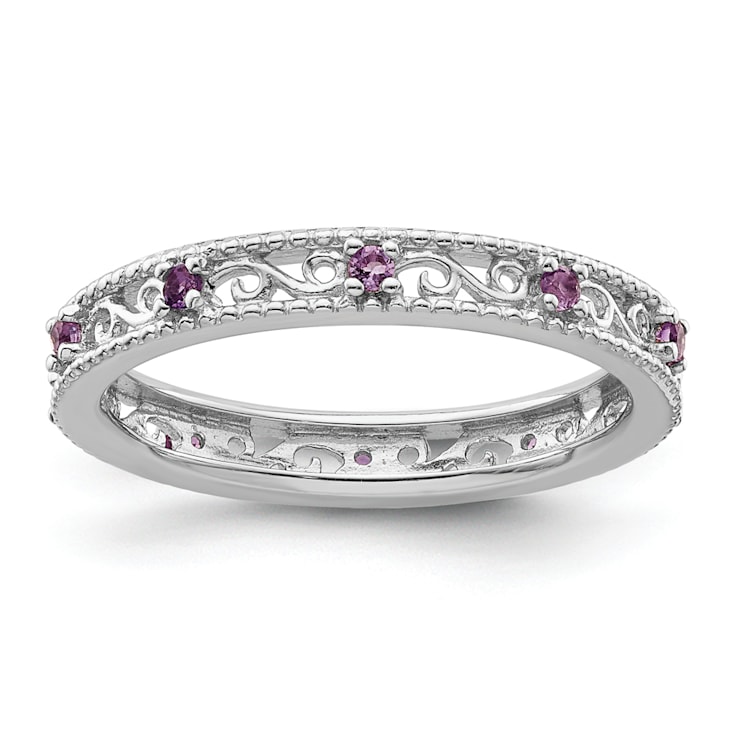 Sterling Silver Stackable Expressions Amethyst Ring 0.19ctw