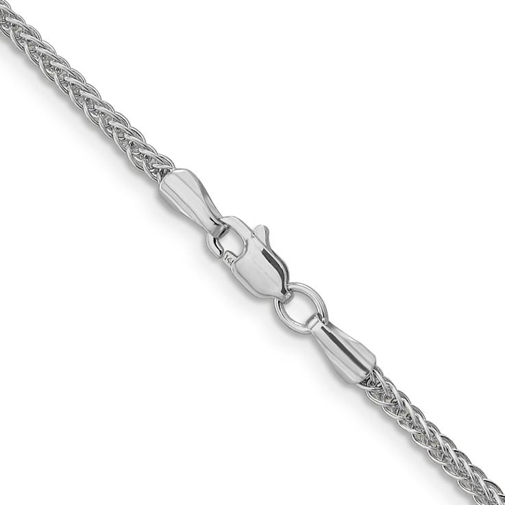 Rhodium Over 14k White Gold 2mm 3-Wire Wheat Link 18 Inch Chain