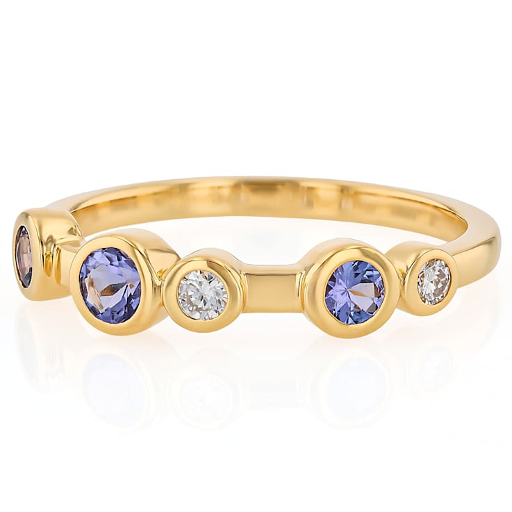Tanzanite And Lab-Grown Diamond Band Ring In 18K Gold Over Sterling
Silver 0.44ctw