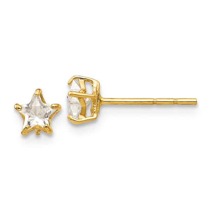 14k Yellow Gold Children's Cubic Zirconia 4mm Star Stud