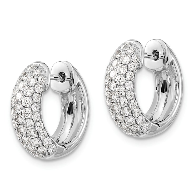 Rhodium Over 14K White Gold Lab Grown Diamond SI1/SI2, G H I, Hinged
Hoop Earrings