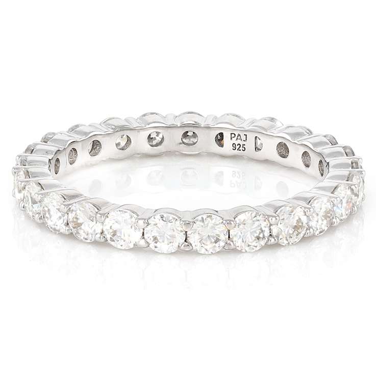 Moissanite Eternity Band In PlatInum-Enhanced Sterling Silver