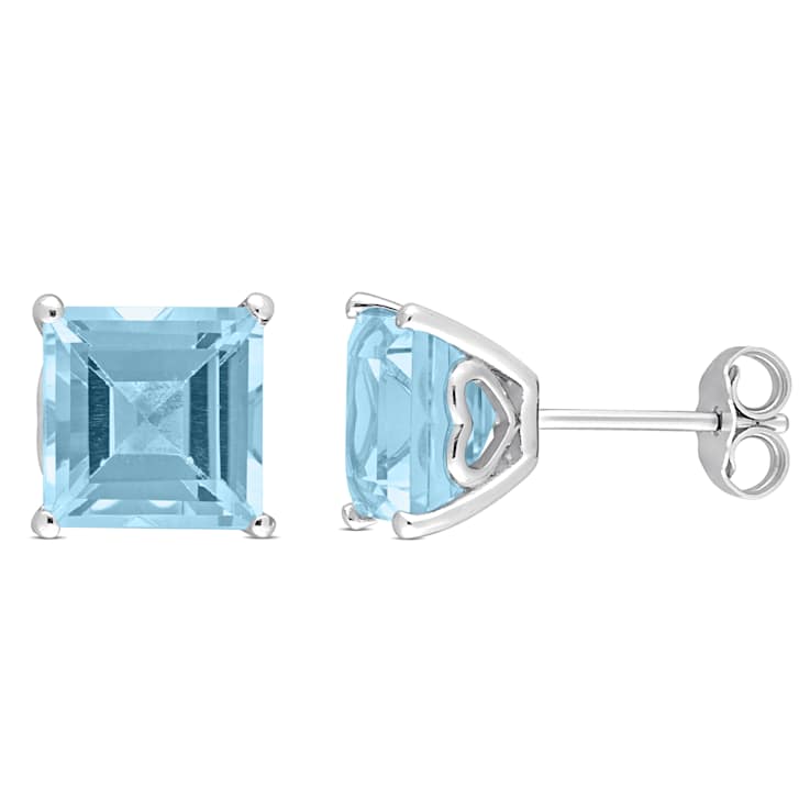 6ctw Square Sky Blue Topaz Stud Earrings in Sterling Silver