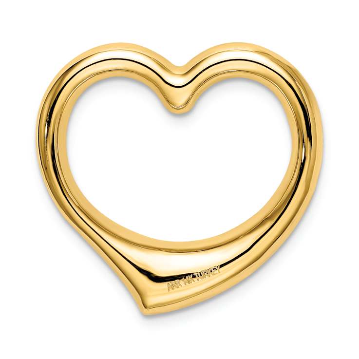 14k Yellow Gold 3D Polished Heart Chain Slide Pendant