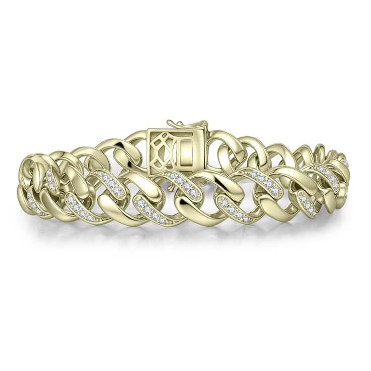 CZ Pave Link Bracelet In 14K Gold Over Sterling Silver