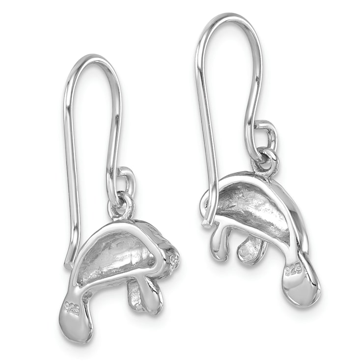 Rhodium Over Sterling Silver Manatee Dangle Earrings