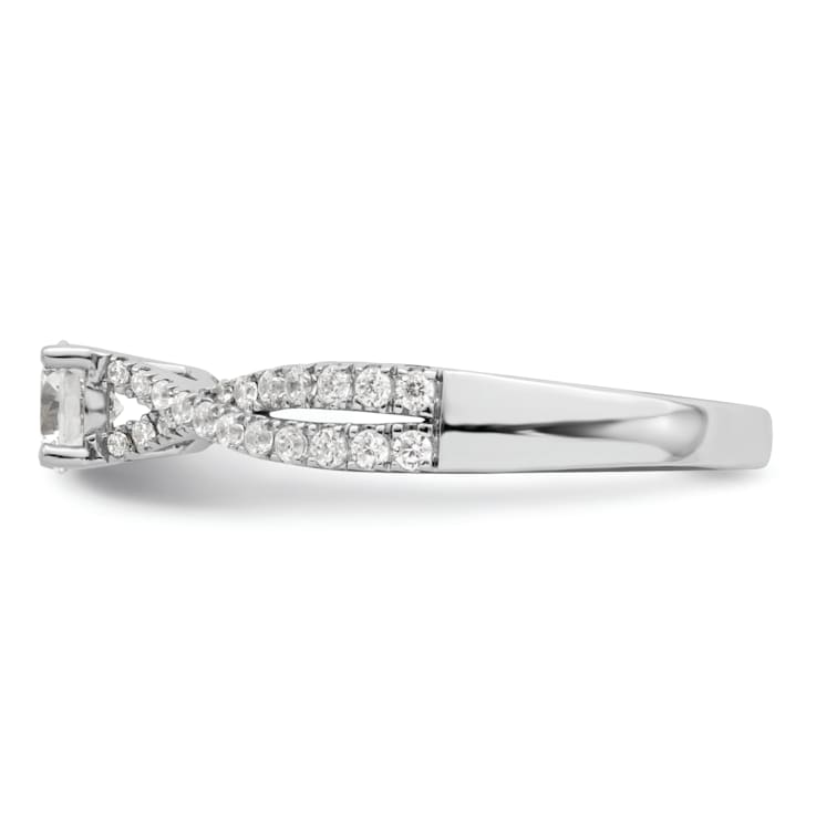 Rhodium Over 14K White Gold Polish Round Diamond Engagement Ring 0.63ctw