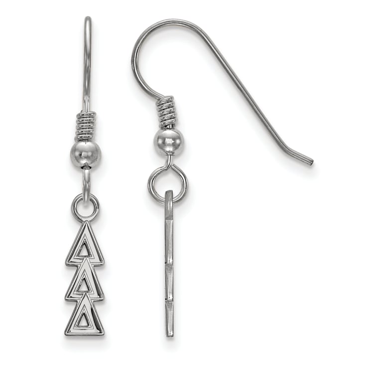 Rhodium Over Sterling Silver LogoArt Delta Delta Delta Small Dangle Earrings