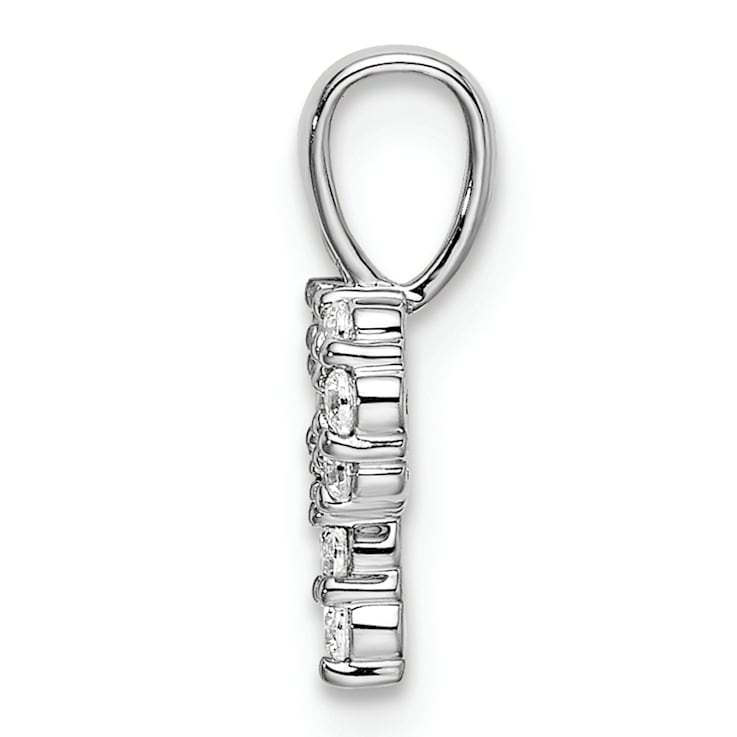 Rhodium Over 14K White Gold Lab Grown Diamond Letter P Initial Pendant
