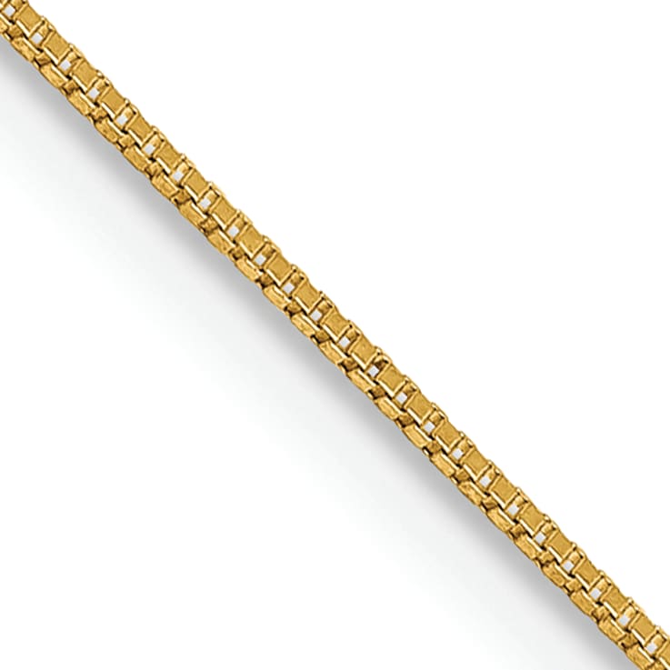 14k Yellow Gold 0.5mm Solid Box Link 16 Inch Chain