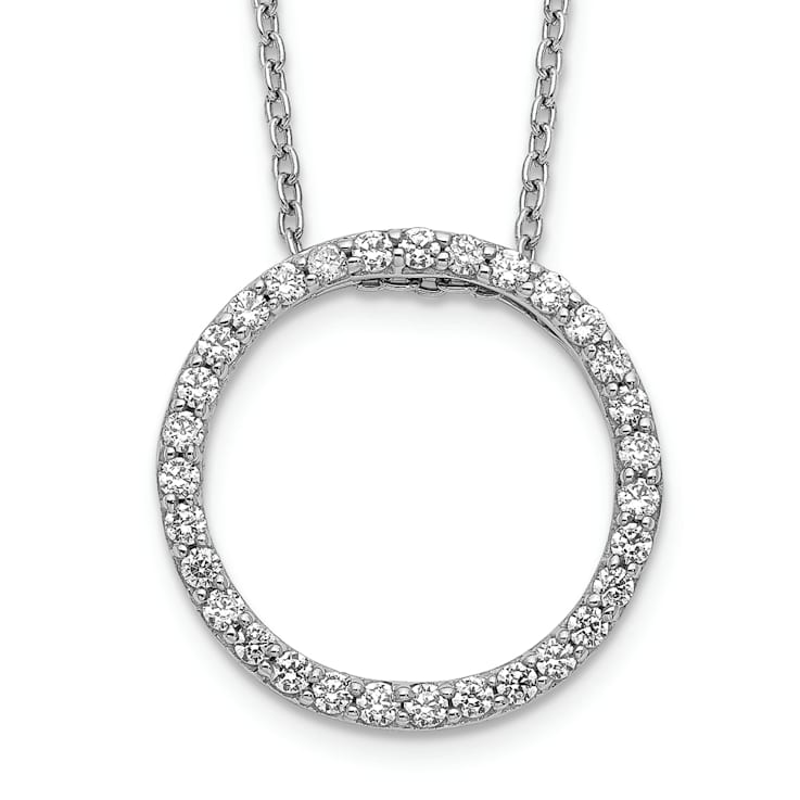 Rhodium Over 14K White Gold Lab Grown Diamond VS/SI GH, Circle Necklace