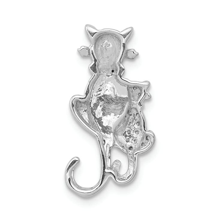 Rhodium Over 14k White Gold White and Black Accent Diamond Cats Chain
Slide Pendant