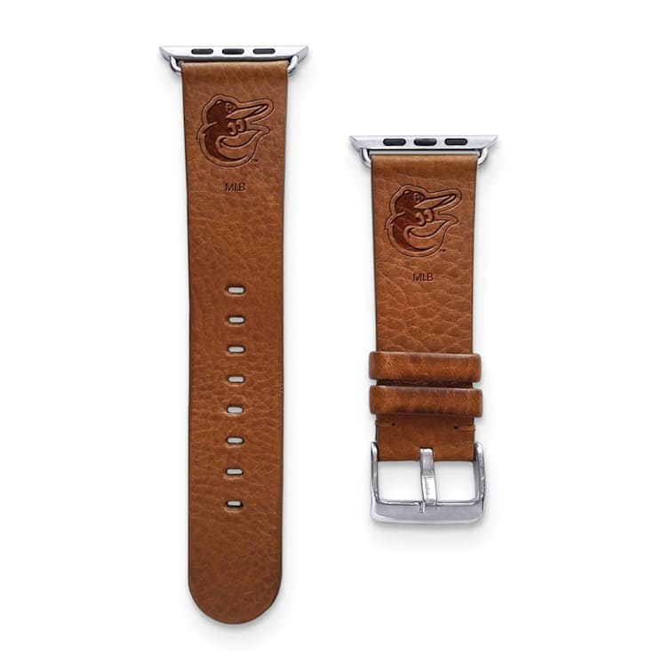 Gametime MLB Baltimore Orioles Tan Leather Apple Watch Band (42/44mm
M/L). Watch not included.
