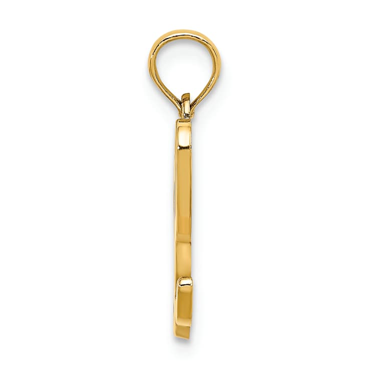 14k Yellow Gold Script Letter L Initial Pendant