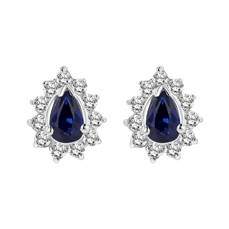 0.70ctw Sapphire and Diamond Earring in 14k White Gold