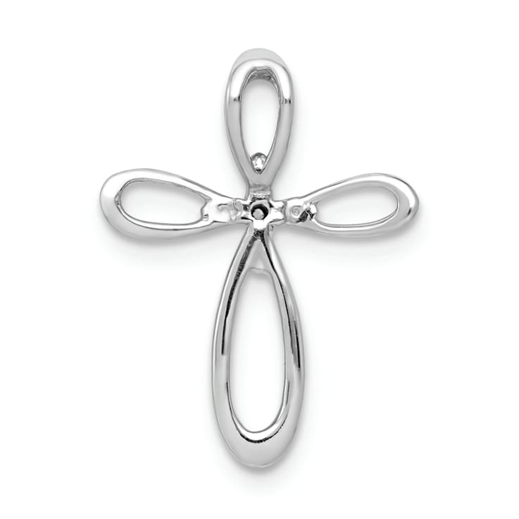 Rhodium Over 14K White Gold 1/20ct. Diamond Cross Chain Slide