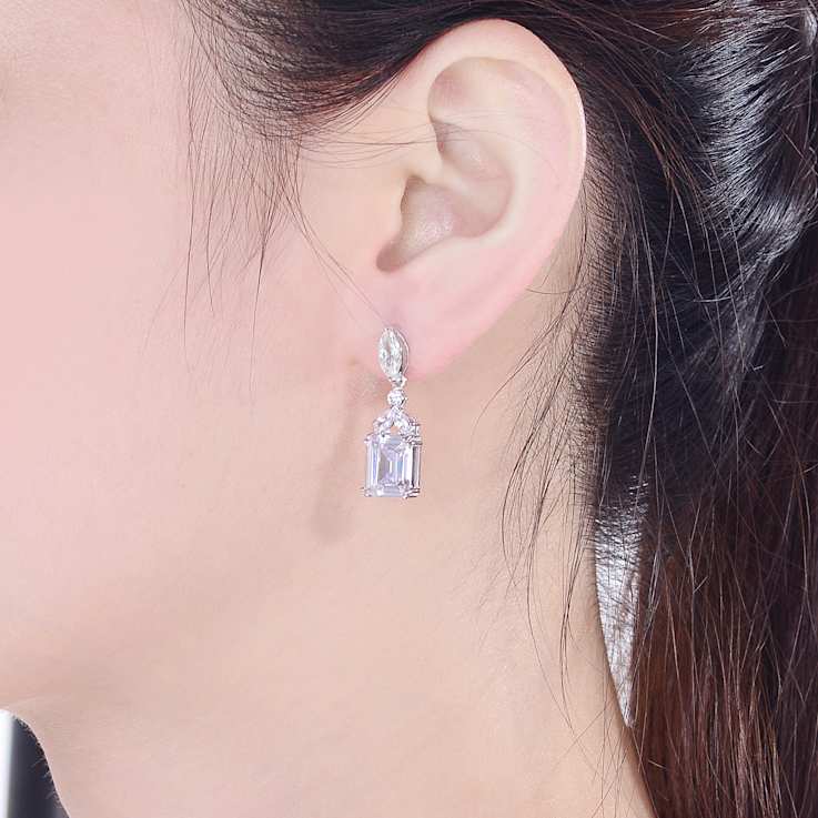 Cascading CZ Drop Earrings In Sterling Silver