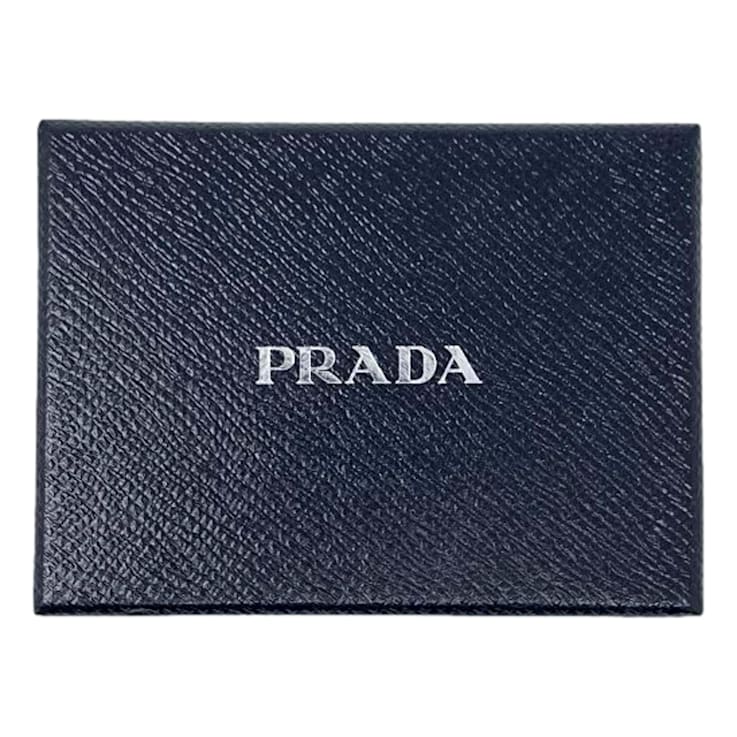 Prada Vitello Move Trifold Compact Wallet Black Leather Logo Plaque 19JQGA
