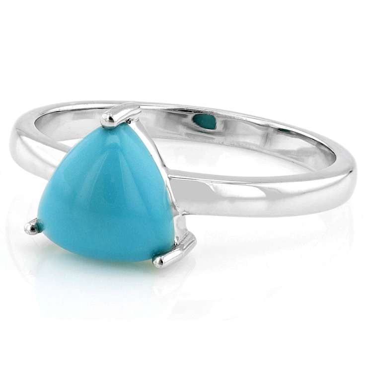 Turquoise Trillion Solitaire Ring In Platinum Over Sterling Silver 8mm