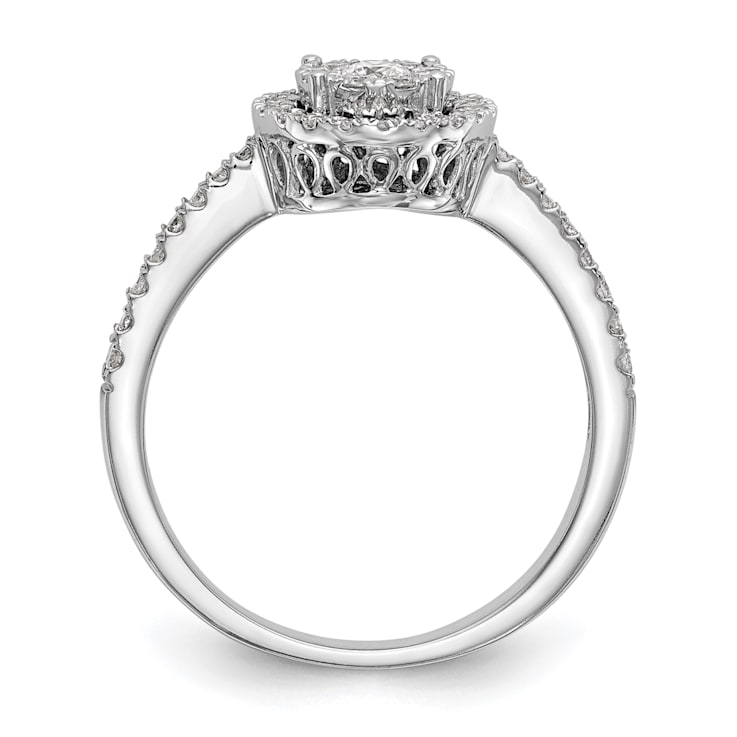 Rhodium Over 14K White Gold Lab Grown Diamond Cluster Engagement Ring 0.478ctw
