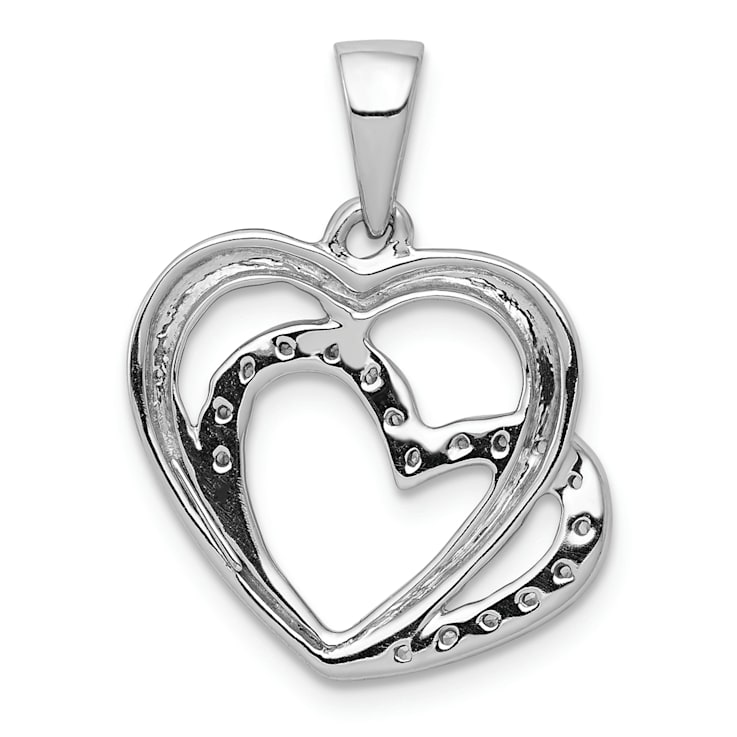 Rhodium Over 14k White Gold Diamond Entwined Hearts Pendant