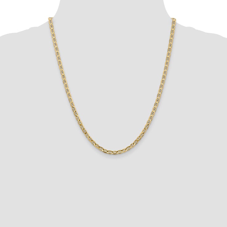14k Yellow Gold 3.75mm Concave Mariner Chain 22 inch